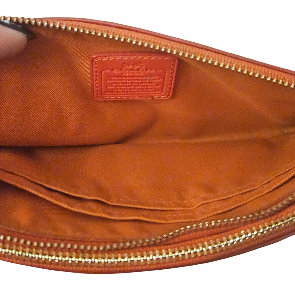 Coach‎ Double Zip Wristlet Orange Pebbled Leather Clutch Bag 87591 - Picture 7 of 8